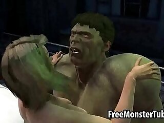 Foxy 3D fair-haired babe gets fucked off out of one's mind The Hulk3-high 1